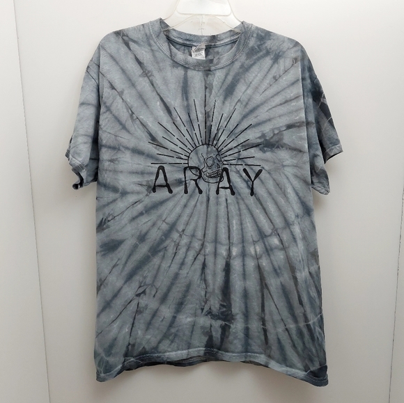 Aray Tie Dyed Men's Large Shirt Short Sleeve Tee Top  Gray Skeleton Color - Picture 8 of 8